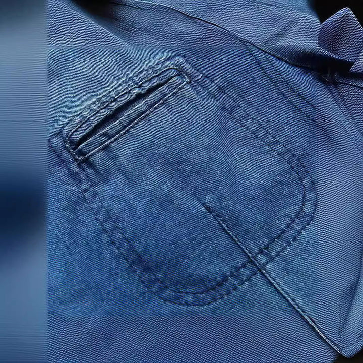 Męska denim marynarka w loose fit z lapel kołnierzem i naszywanymi kieszeniami