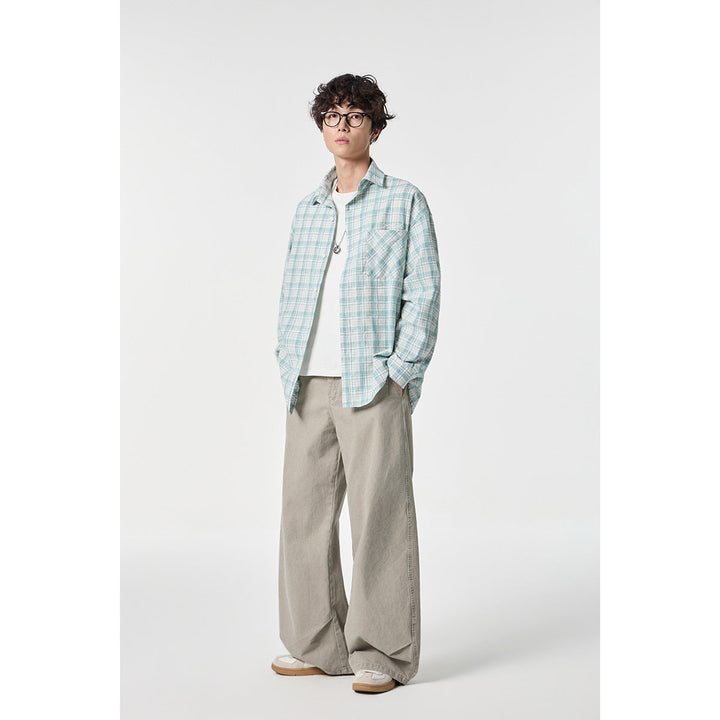 Unisex Oversize Kratka Kurtka koszulowa wykonana z Lekka bawełna mieszanka z patch klatka piersiowa kieszeń