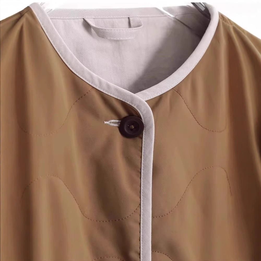 Damska Stylish pikowana kurtka z Round Neckline Lumaza