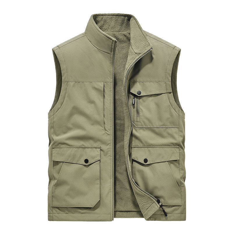 Męska Multifunctional utility kamizelka z fleece Lwwg i Multiple kieszeniami
