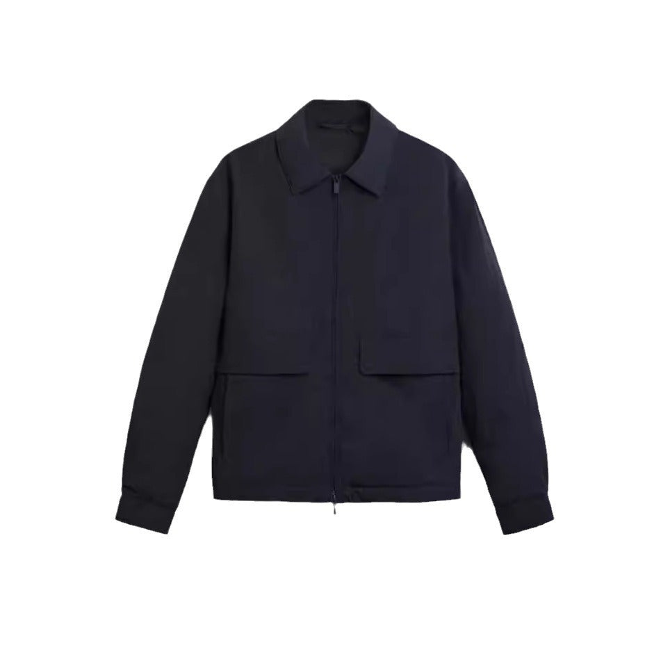 Męski Lekki Utility Blouson Kurtka z Koszula Kołnierz i Naszywany Flap Kieszenie