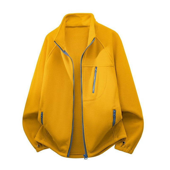 Kurtka męska polarowa z wysoki stójką, multiple zamkiem kieszeniami, i ergonomic raglan krój