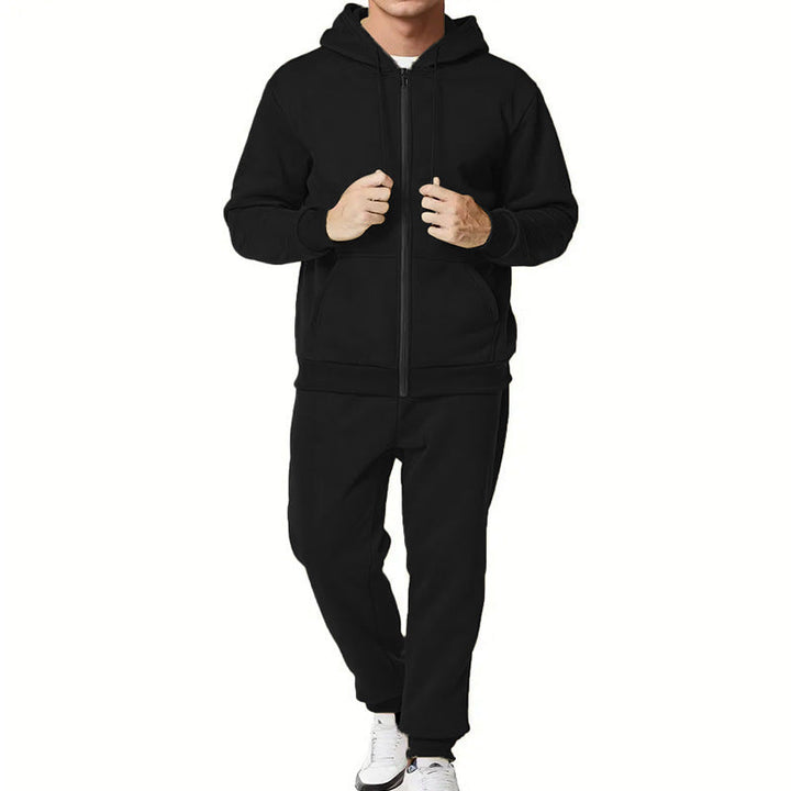 Męska two-piece bluza z zamkiem i kapturem i tapered jogging spodnie wykonana z French Terry