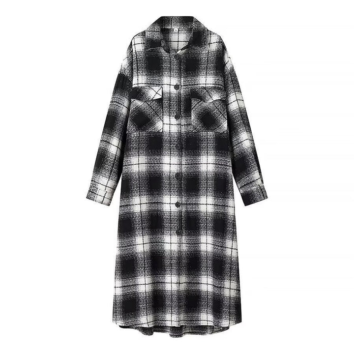 Damska długaline Check Overshirt z oversize Cut i klapką kieszeniami Lumaza