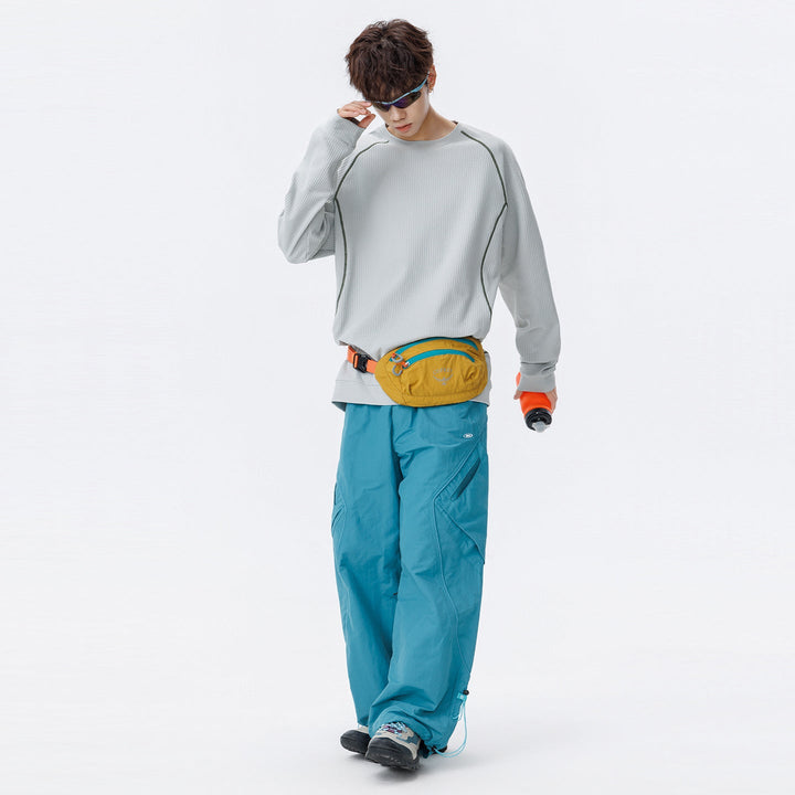 Męska Waffle Structure Oversize Bluza z Raglanowy Rękawy i Luźny krój