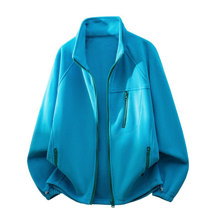 Kurtka męska polarowa z wysoki stójką, multiple zamkiem kieszeniami, i ergonomic raglan krój