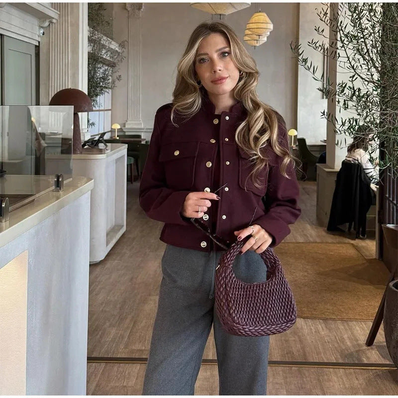 Kurtka damska ciepła z kieszeniami elegancka