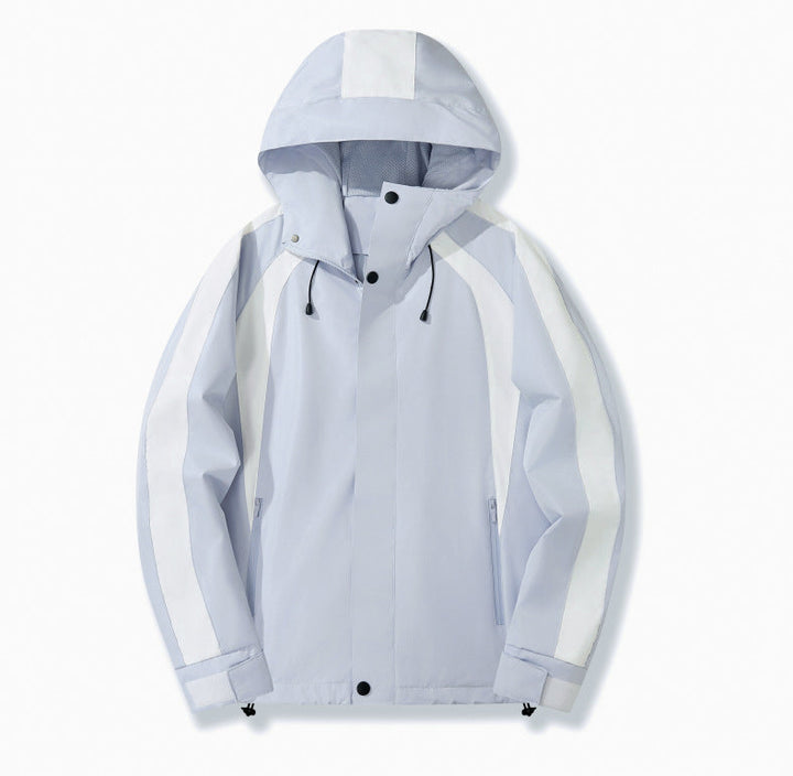 Damska lekka z kapturem Rain kurtka z kontrastowy Stripes i Mesh Lining Lumaza