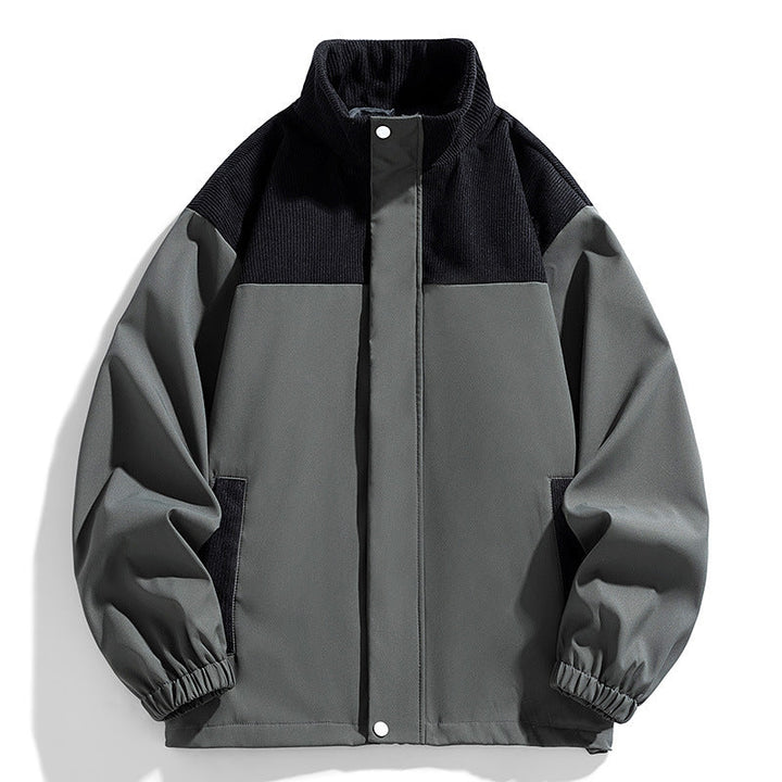 Damska oversize Transitional kurtka z Cord Trim i stójka kołnierzem Lumaza