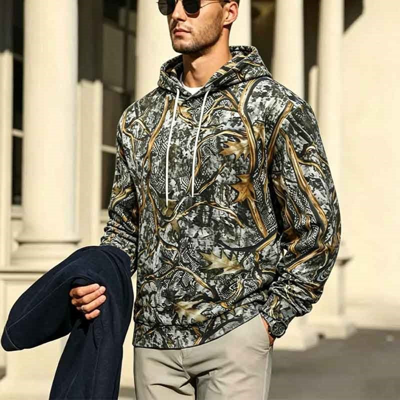 Męska Patterned Z kapturem Sweter