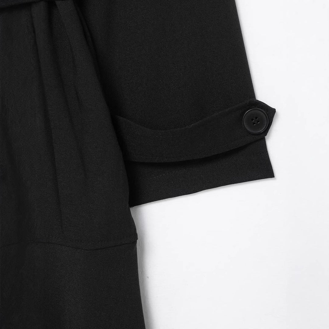 Damska Maxi Trench z figure-flattering wiązanym paskiem i podwójna guzikami listwą Lumaza