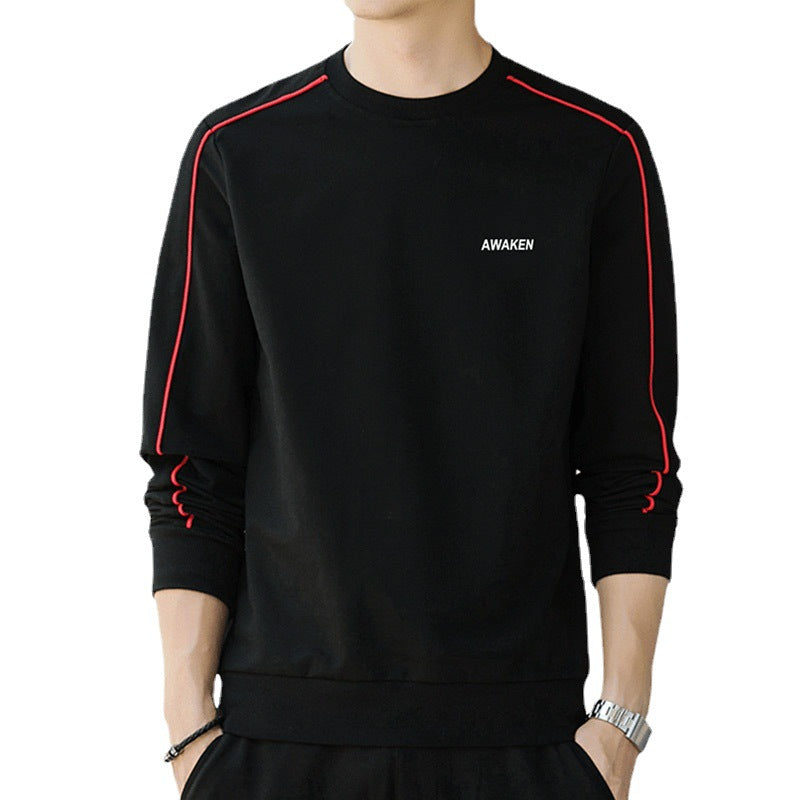 Męska Crewneck Bluza z Kontrastowa lamówka i Dopasowany Sylwetka