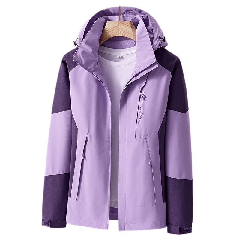 Unisex oddychająca softshellowa Outdoor kurtka in Colorblock Design z regulowanym Hood i Concealed Two-Way zamkiem błyskawicznym Lumaza