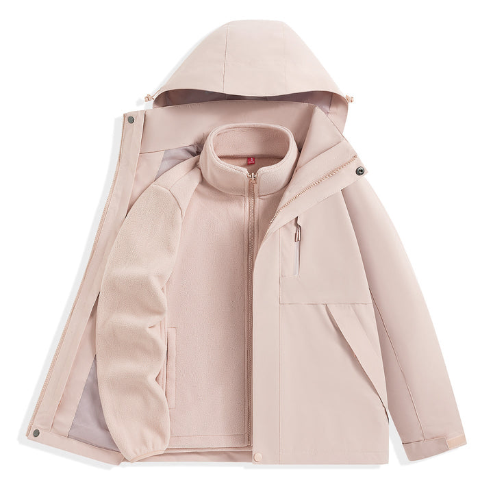Męska two-warstwa outdoorowy parka z removable fleece wner kurtka i kapturem