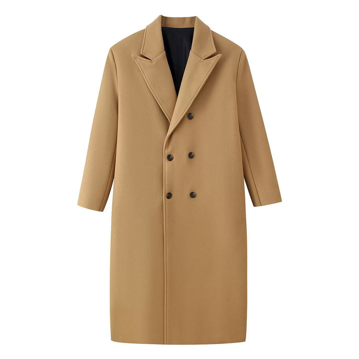 Męska Double-Breasted długa płaszcz z Narrow Lapels i Straight krój