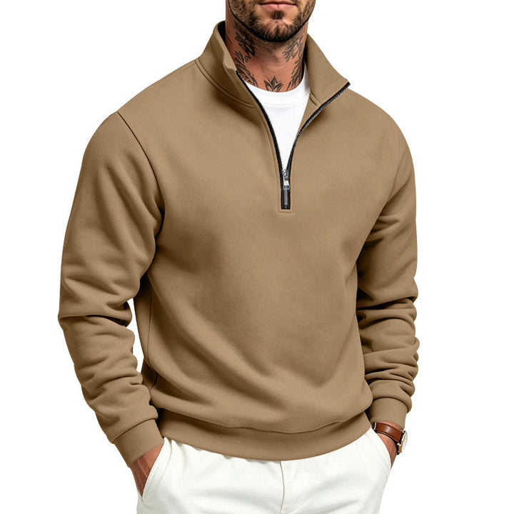 Męska krótki zamek bluza z turtleneck i miękki polar wewnętrzny boczny
