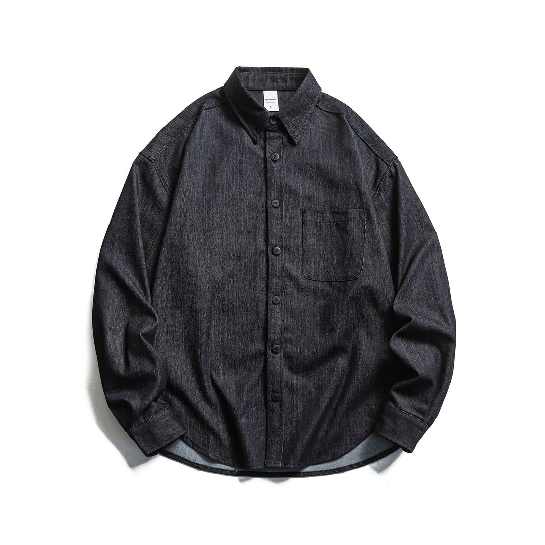 Męska boxy kurtka koszulowa z sturdy twill z rounded dół