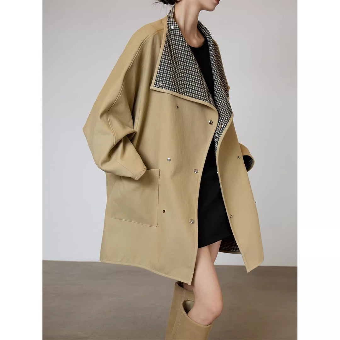 Damska oversize Transitional kurtka z Contrasting kołnierzem Lumaza