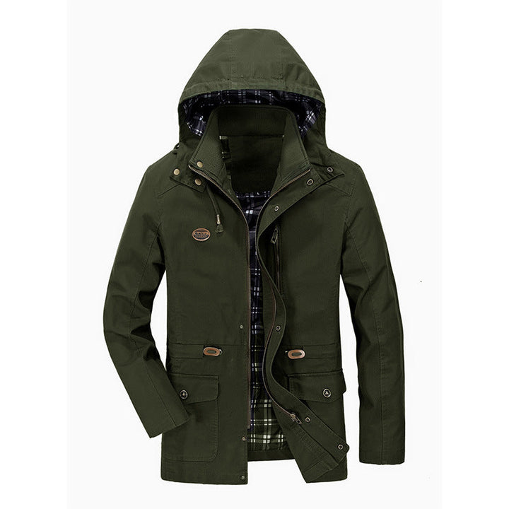 Męski Miejski Transitional Parka z Checked Podszewka, Ukryty Zamek, i Multi-funkcjonalny Kieszenie