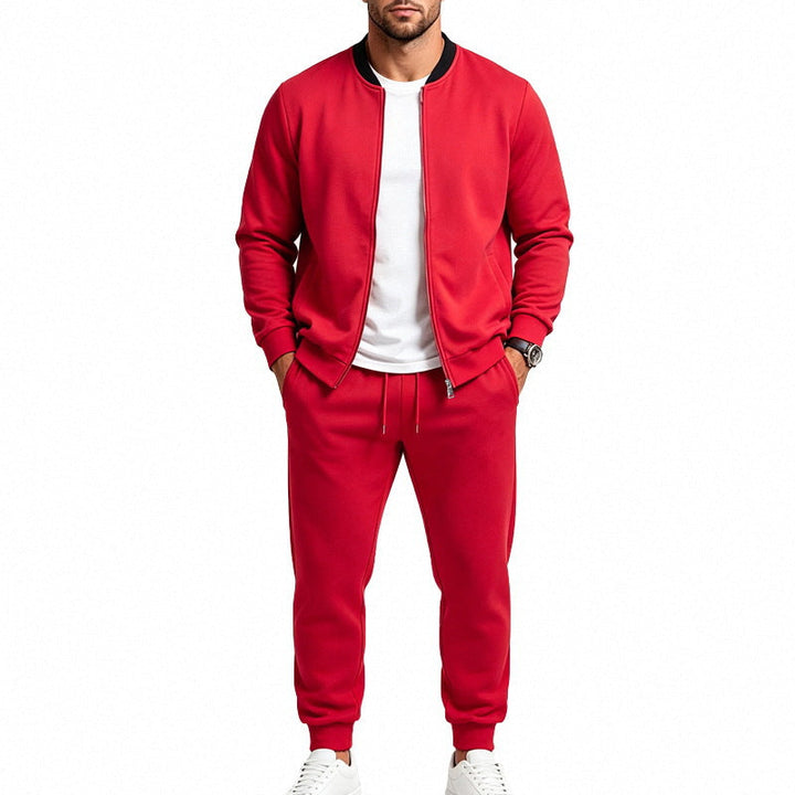Męska sweat set wykonana z miękki sweat tkanina z kurtka bomberka i tapered jogging spodnie