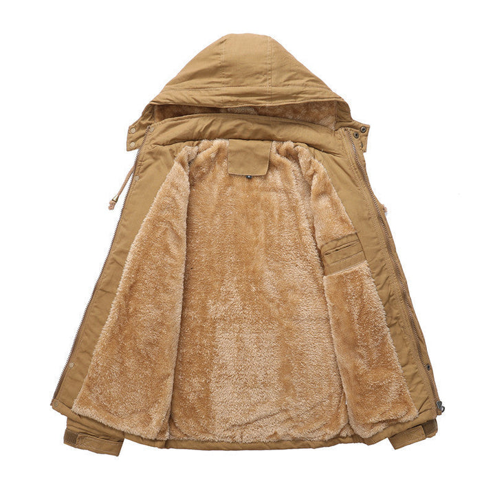 Męska solidny field parka z fleece Lwwg i utility kieszeniami
