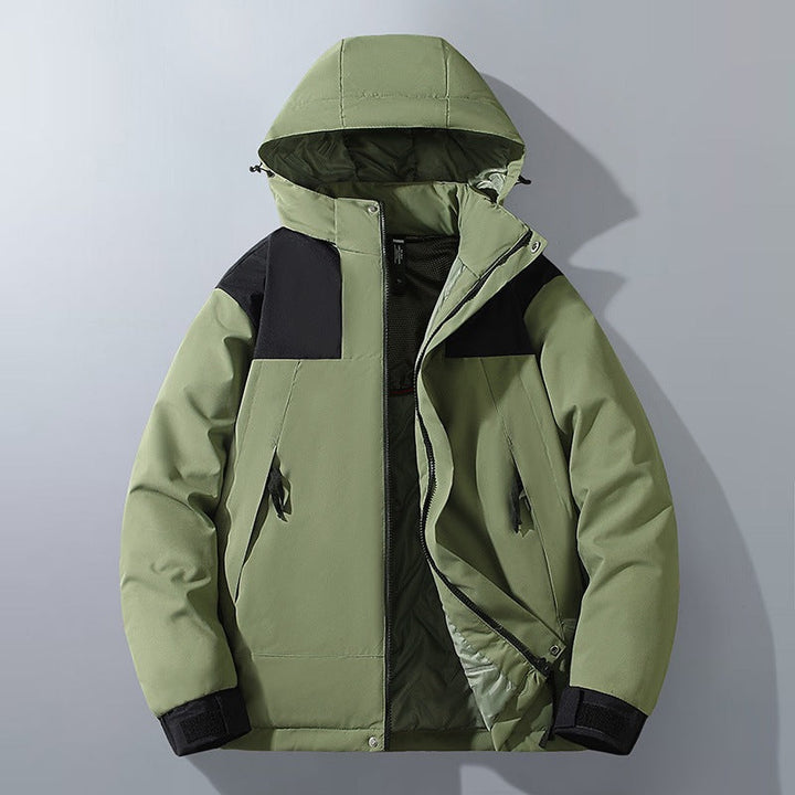 Męska wodoodporny Wwter parka z kapturem, termiczny wsulation i Contrastwg Shoulder Panels