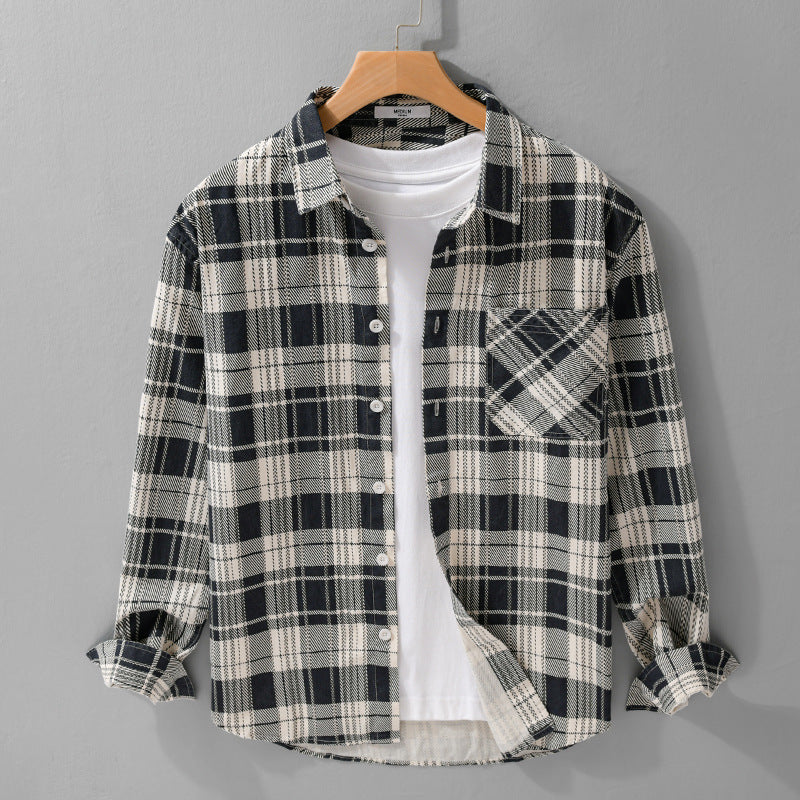 Męski Rustic Check Over Koszula wykonany z miękki bawełna flannel z naszywany kieszeń na piersi