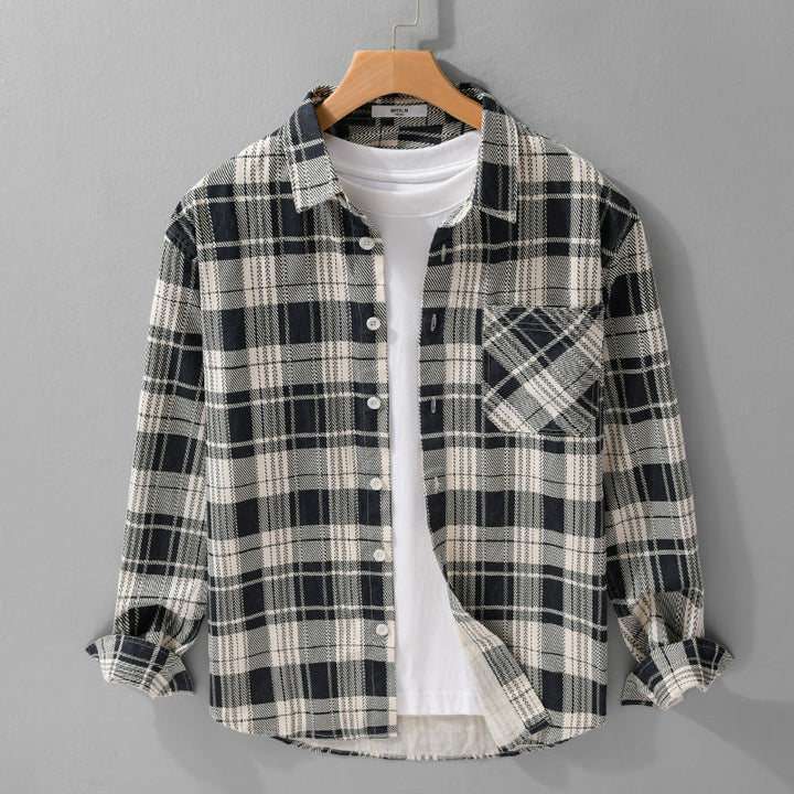 Męski Rustic Check Over Koszula wykonany z miękki bawełna flannel z naszywany kieszeń na piersi