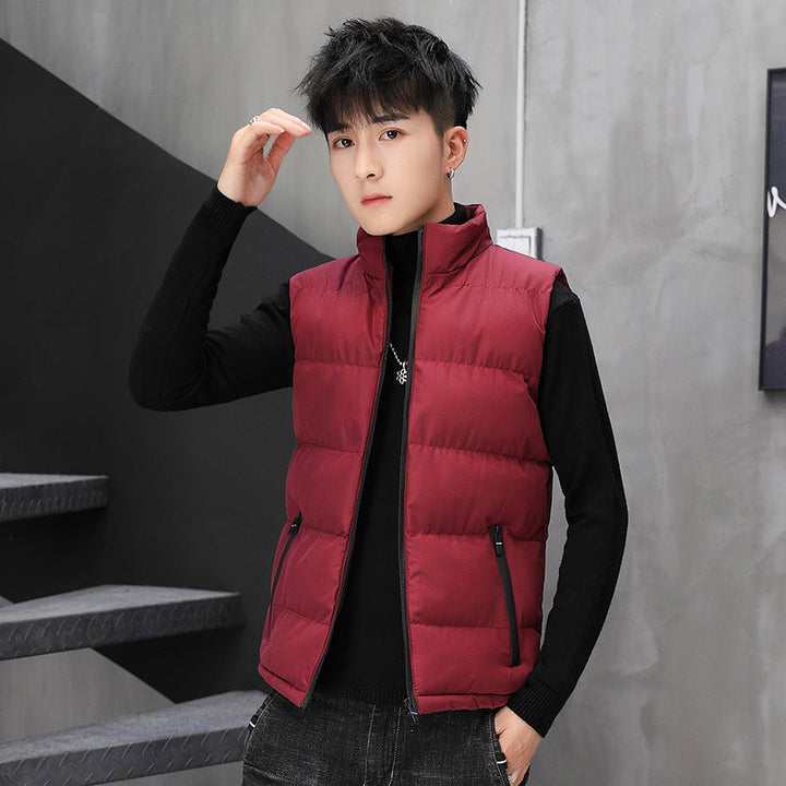 Męski pikowany termiczny waistcoat z kołnierz ze stójką i zippered kieszenie