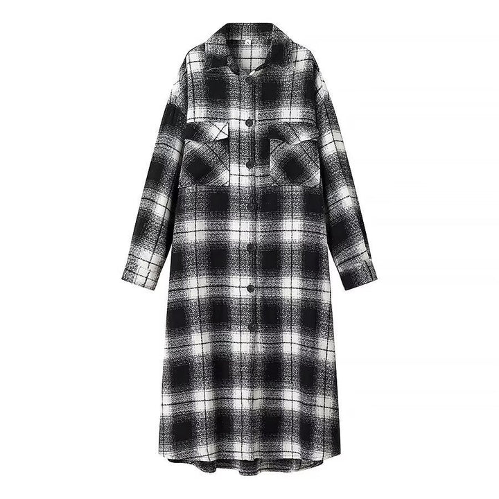 Damska długaline Check Overshirt z oversize Cut i klapką kieszeniami Lumaza
