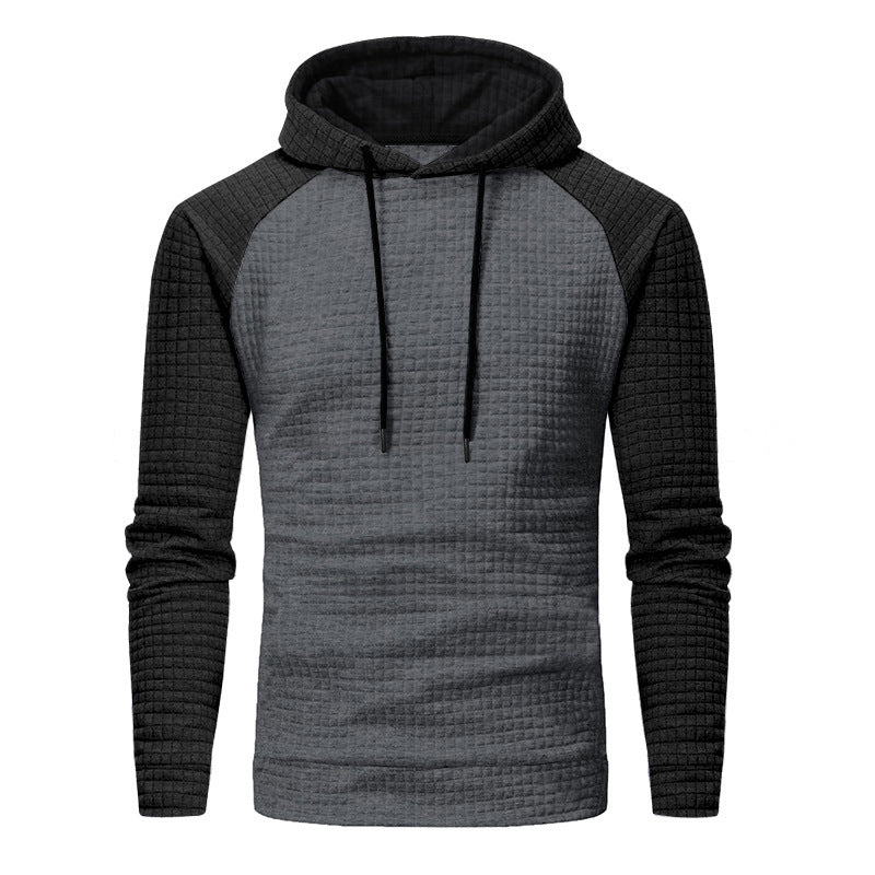 Męska Textured Z kapturem Bluza z Waffle Structure i Raglanowy Rękawy