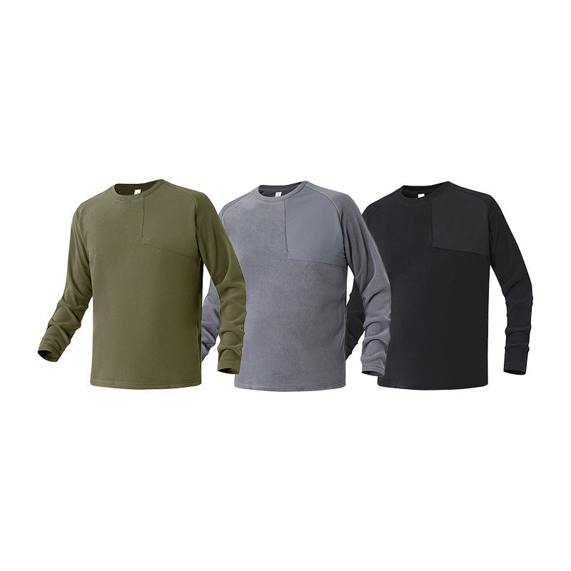 Herren Polar-Langarmshirt mit asymmetrischer Brustpasse und leichtem Stretch