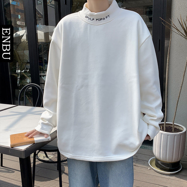 Męska Oversize Stójka Bluza wykonana z Bawełna Mieszanka z Drop Shoulder