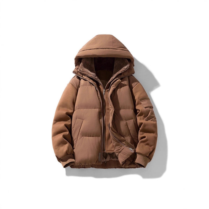 Męska ocieplana kapturemed kurtka z teddy lwwg i contrastwg softshell rękawy