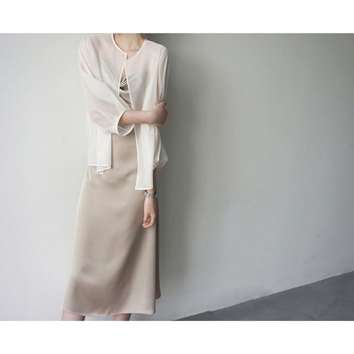 Damska elegancka Chiffon kurtka z Flared rękawami Lumaza