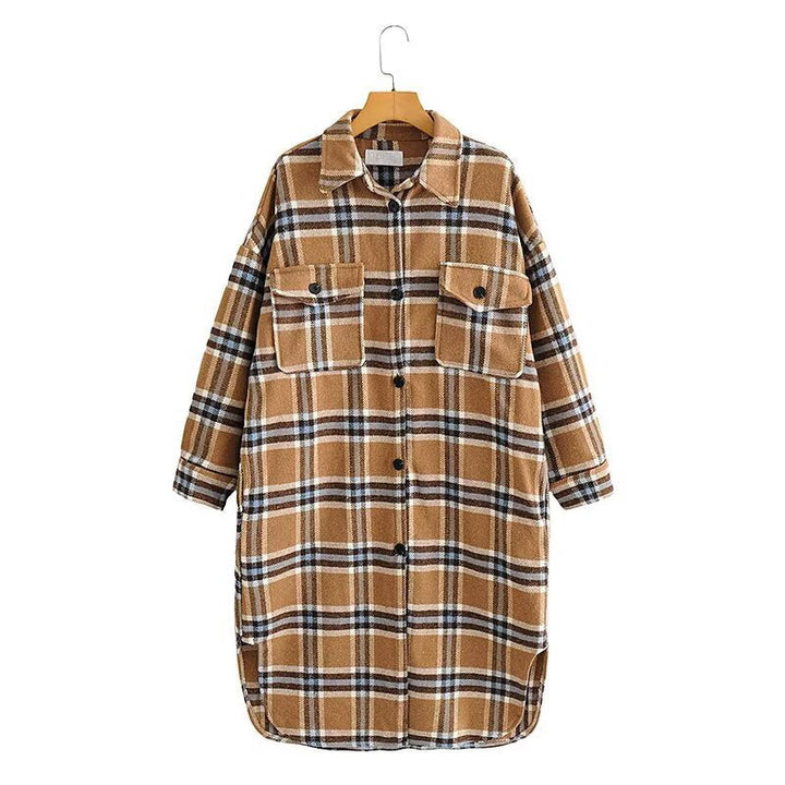 Damska Oversize Kratka Kurtka koszulowa w Longline Krój z Patch Kieszenie na piersi