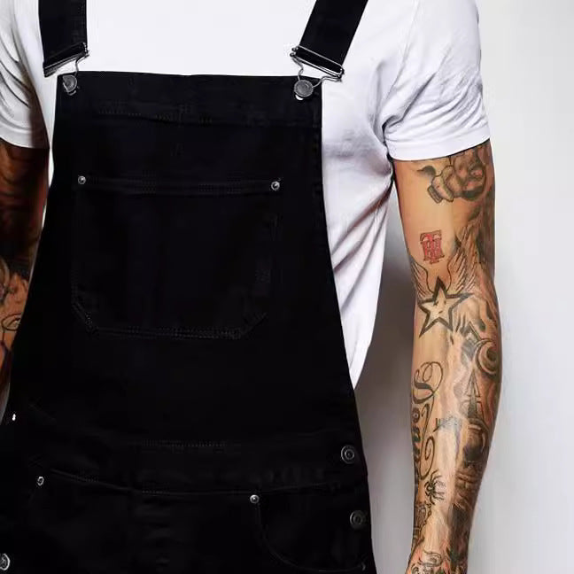 Męska casualowo denim Overalls z regulowany Straps i nowoczesny Fit