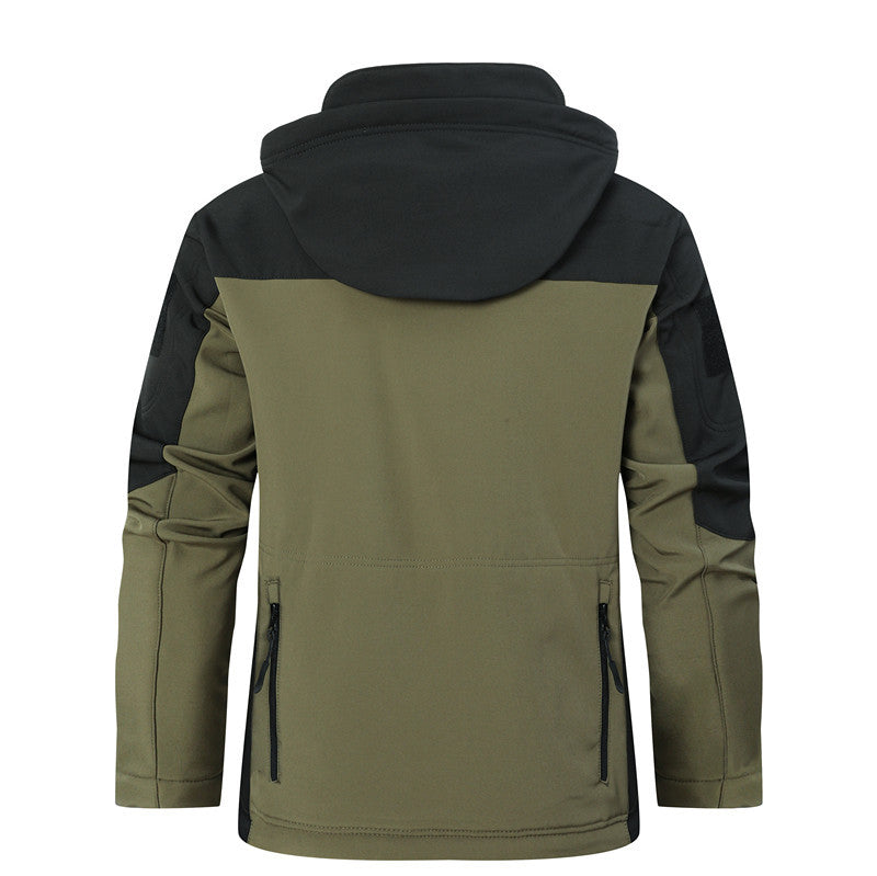 Męska softshell Tactical kurtka z kapturem, Rewdlaced rękawy i Multiple zamkiem kieszeniami