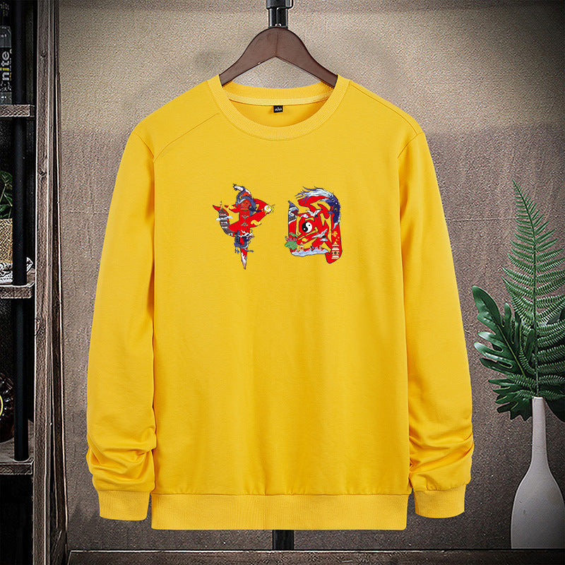 Męska Okrągły Dekolt Bluza z Detailed Graficzny Print