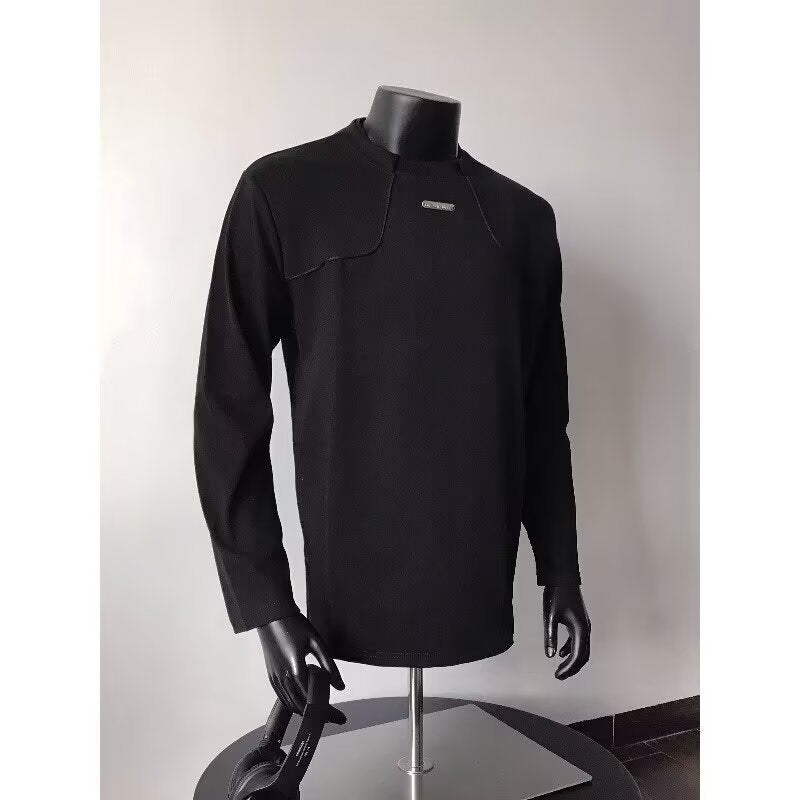 Męska Długa-Sleeved Miejski Bluza z Textured Karczek na ramionach i Stójka