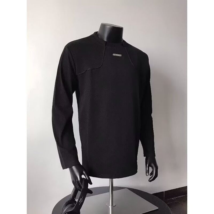 Męska Długa-Sleeved Miejski Bluza z Textured Karczek na ramionach i Stójka