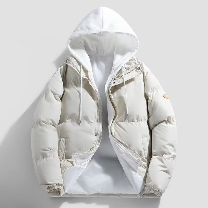 Męski Ocieplany Winter Puffer Kurtka z Two-Layer Kaptur i Elastic Mankiety