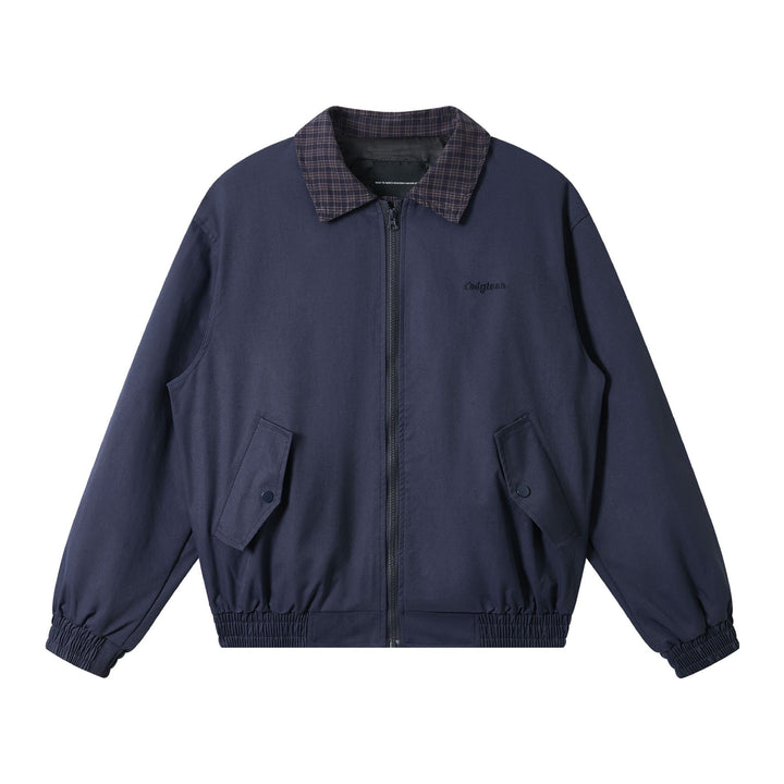Męska Oversize Blouson kurtka z krata kołnierzem i kieszeniami z patkami