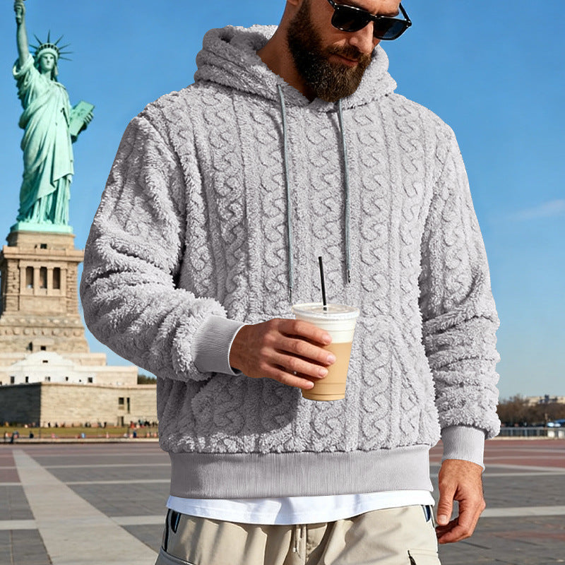 Męska Lined Sherpa Bluza z kapturem z Cable Dzianina Wzór i Kaptur