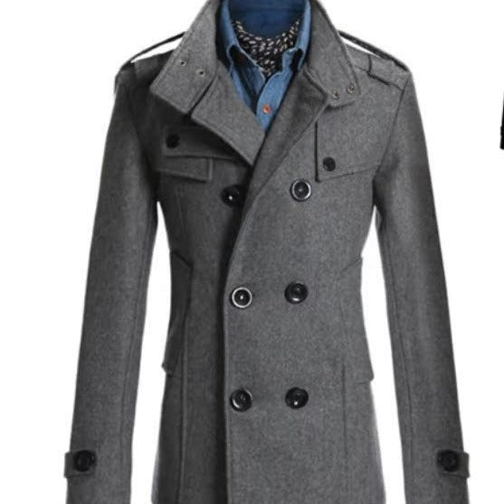 Męski krótki płaszcz w navy-inspired double-breasted z tailored krój
