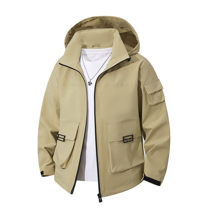 Męska Technical utility kapturemed kurtka z Multiple kieszeniami z patkami i Wwd-Resistant softshell