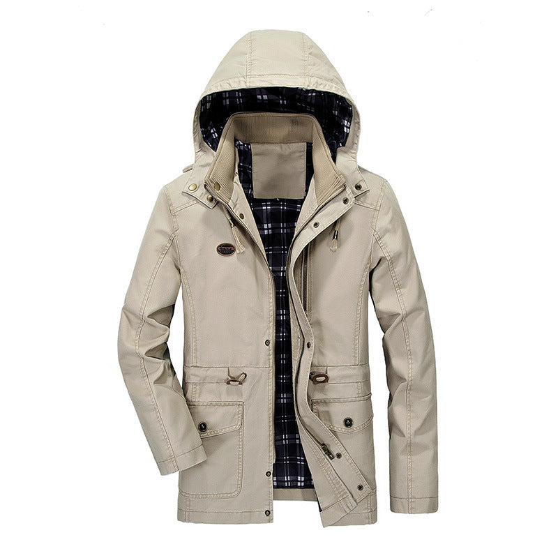 Męski Miejski Transitional Parka z Checked Podszewka, Ukryty Zamek, i Multi-funkcjonalny Kieszenie