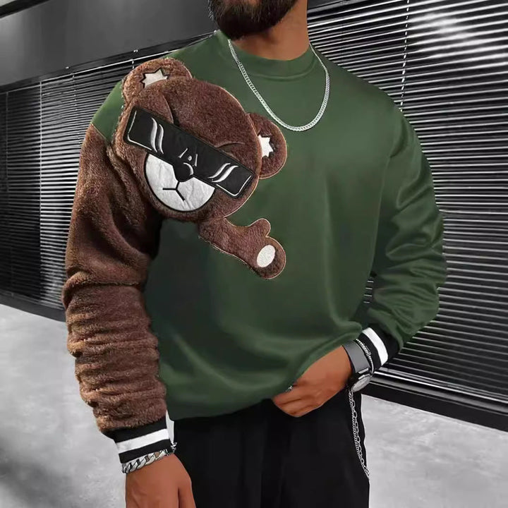 Męska Bluza z Pluszowy Bear Appliqué