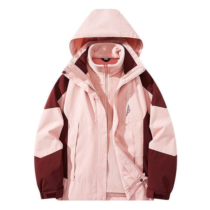 Męska wodoodporny two-warstwa trekkwg kurtka z removable fleece wner kurtka i kapturem