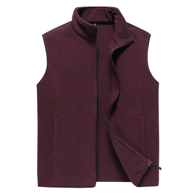 Męski Bez rękawów Microfleece Kamizelka z Kołnierz ze stójką i Ukryty Two-Way Zamek
